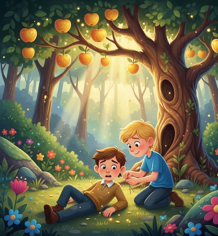 Children reading under a tree