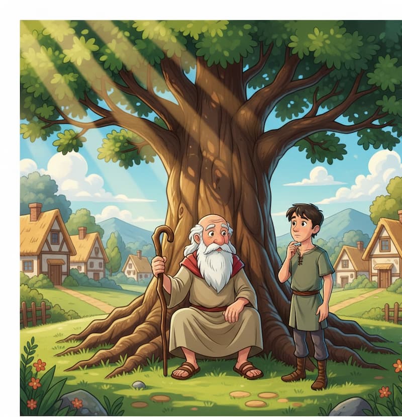 An old man giving advice to kid