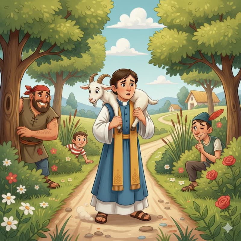 Boy standing with a long coat in a garden