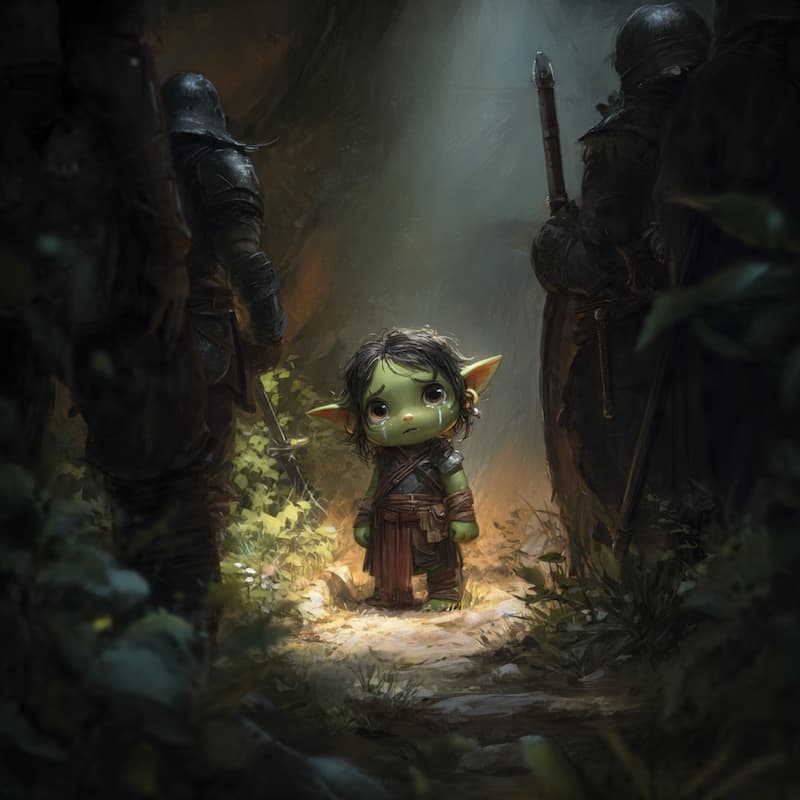 A cute little goblin standing in forest