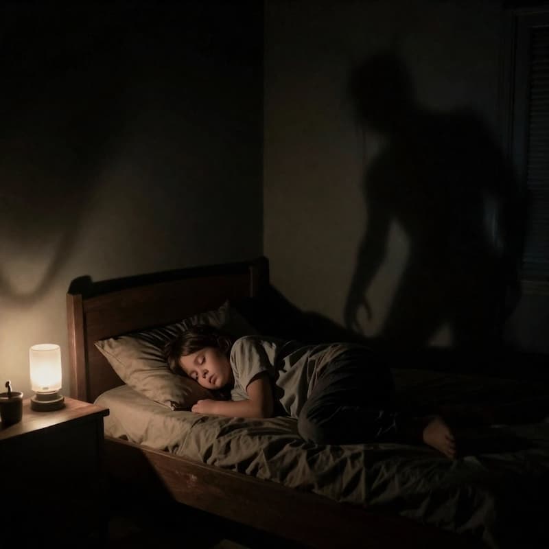 A kid is sleeping on the bed