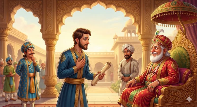 A man talking to king.