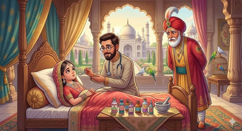 A doctor giving medicen to lady.