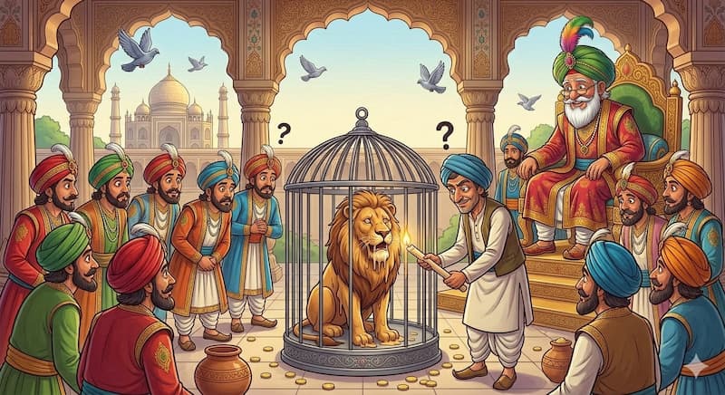 A lion is captuerd in a cave.