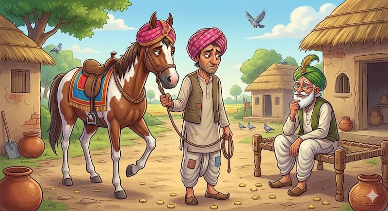 An old man and lame horse.